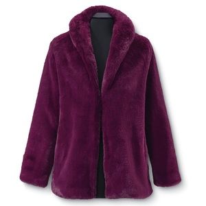 NWOT Faux Fur Coat Royal Aubergine Purple size 2X from Pyramid Collection